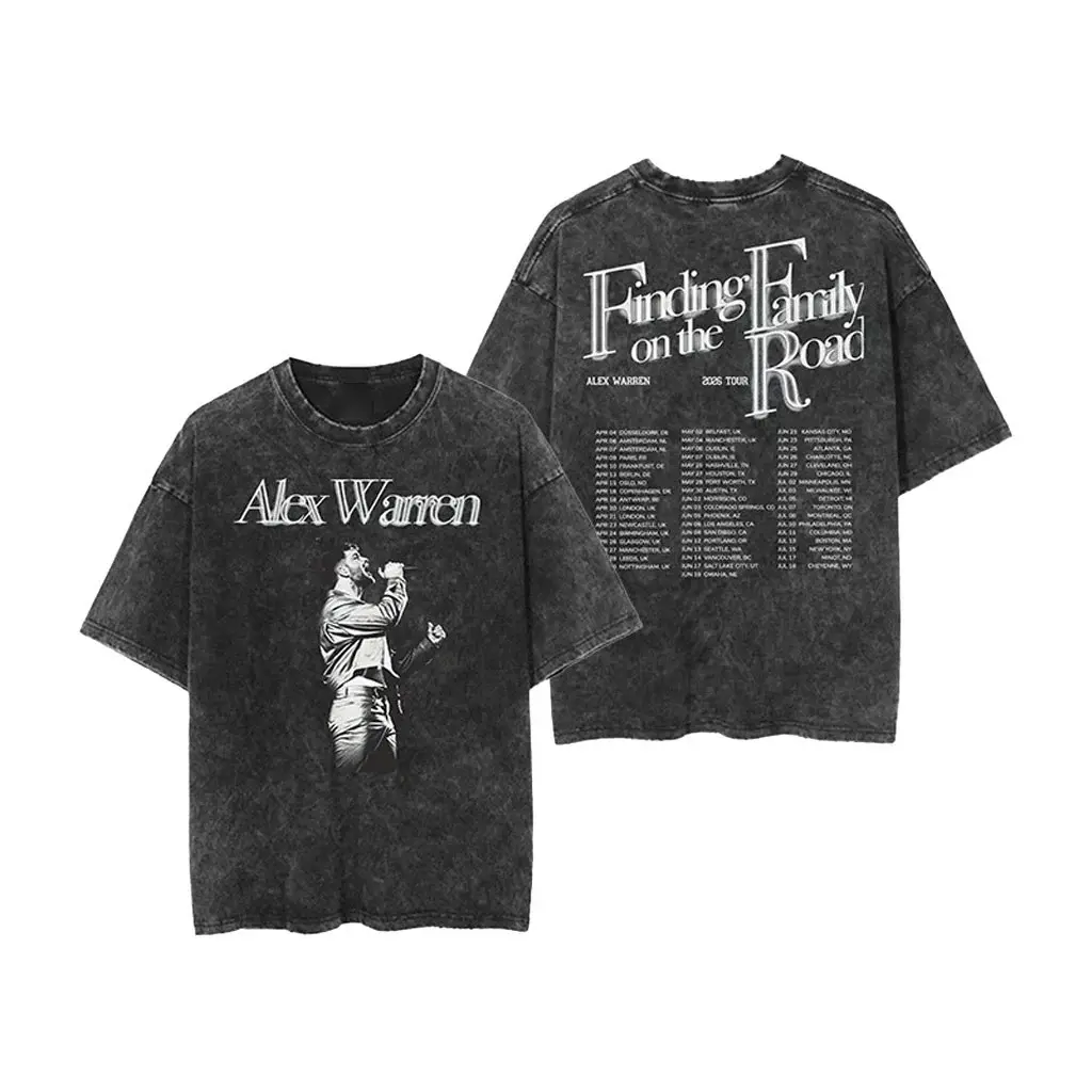 Women's Short-Sleeve Alex Warren 2026 Finding Family On The Road Tour Photo T-Shirt, Casual Relaxed Fit Ring-Accent Merch, Comfortable Fabric Top