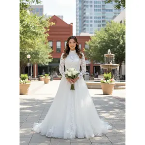 Simone Modest Wedding Dress with Lace by Brides & Tailor