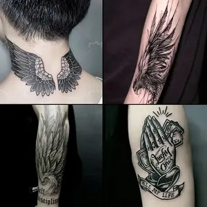 6 herbal tattoo stickers, including feathers, eagle elements and other styles, last for 7-15 days, waterproof and friction-resistant, the effect is real, suitable for people who are afraid of pain and do not want to get tattoos