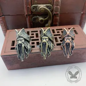 GTHIC Octopus Pirate Copper Skull Braiding Beads Fashion Marine Accessories for Men Birthday Gift