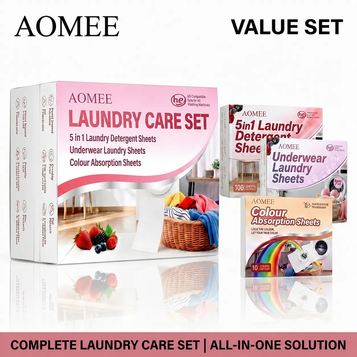AOMEE 160 Loads Laundry Sheets Bundle（100+50+10）, Desde solo $0.12/load,Deep Cleaning,Powerful clean and safety ingredients, without harsh chemical residues from demanding chemicals, gentle onskin, For underwear and color-absorbing detergent