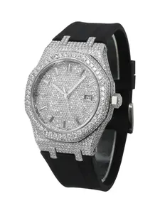 Luxury Fashion Moissanite Automatic Mechanical Watch, Fashionable Watches, Silicone Strap, Sapphire Crystal Glass, Analog Round Dial, All Seasons Wear, Mechanical Wristwatches