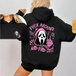 Scream Skeleton Spooky F*ck Around And Find Out Hoodie, 2 Side Halloween Ghost Face Hoodie, Halloween Casual Hoodie, Gift For Her