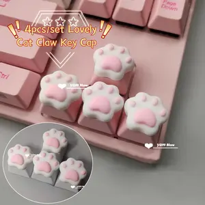 4pcs/set Lovely Cat Claw Key Cap Personality Cat Paw Keycaps for Mechanical Keyboard R4 Arrow Keys Pink Cute DIY Keycaps