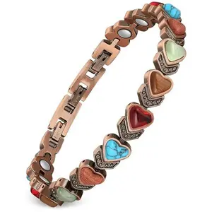 Ultra Strength Magnetic Bracelet for Women with 3800 Gauss Magnets Natural Turquoise Stones Adjustable Fit Elegant Jewelry Gift