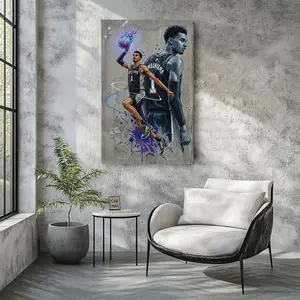 Victor Wembanyama San Antonio Spurs NBA Basketball Wall Art, Sports Fan Gift, Man Cave Room Decor Modern Poster