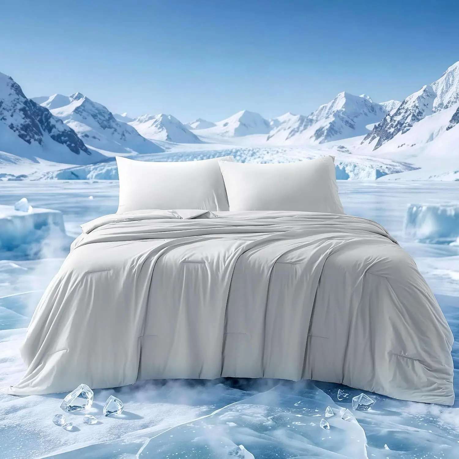 【Summervibes】EASELAND Cooling Comforter Set-3PCS, Cooling Blanket for Hot Sleepers and Night Sweats, Breathable Lightweight Blanket for All Season