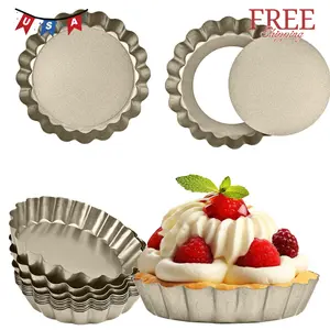 Mini Tart Pan 12PCS, 4 Inch Tart Pan Removable Bottom Non-Stick Tin, 0.9 Inches