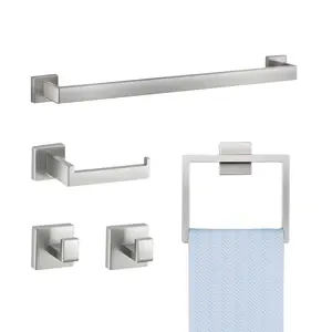 【FathersDayGift】 VEVOR Brushed Nickel Bathroom Hardware Set, 5 Pieces Bathroom Accessories Set, Stainless Steel 24 inch Towel Bar, Towel Rack, 2 Robe Towel Hooks, Toilet Paper Holder for Bath Room, Wall Mounted