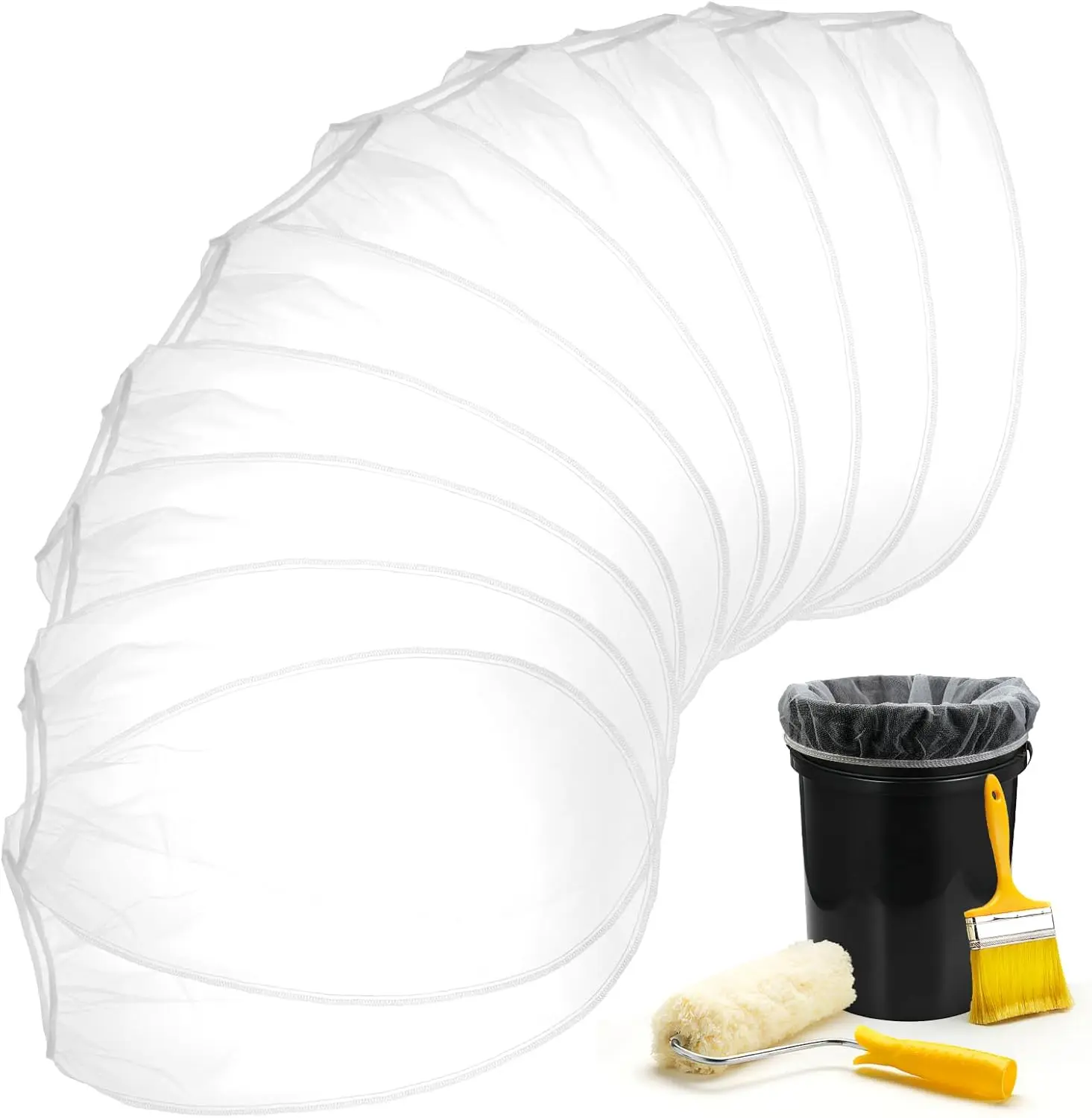 10 PCS Paint Strainer Bags 5 Gallon, Paint Filter Bag White Fine Mesh Strainer Bags, Elastic Top Opening Mesh Bag for Gardening, Paint