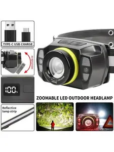 Waterproof Headlamp USB Rechargeable LED Zoom Headlight Head Torch Spotlight 30W