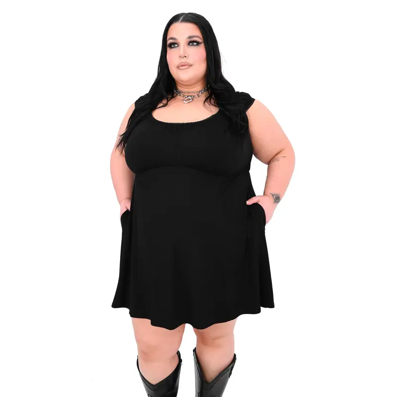Jade Black Elastic Casual Mini Summer Dress