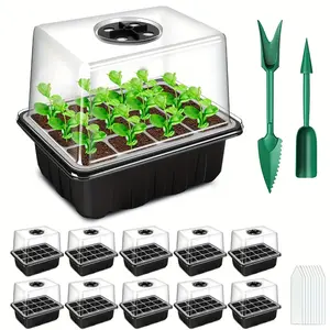 Seed Starter Tray, 10 Pack 120 Cells Thicken Seed Starter Kit Durable Growing Tray with Heightened Lids Humidity Dome Seedling Starter Trays for Indoor Gardening Plant