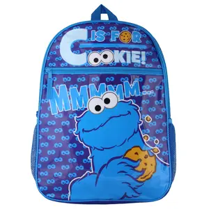 Sesame Street Cookie Monster C Is For Cookie Dual-Compartment Backpack Bag 16"