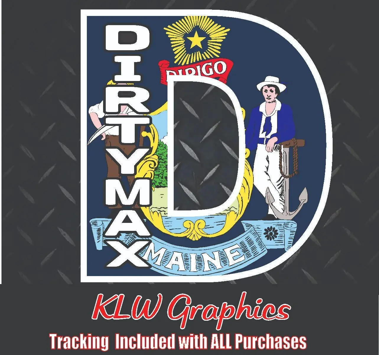 Dirtymax Duramax D Maine Flag Full Color Decal Sticker Turbo Diesel Truck 6.6 3.0 Crew Cab