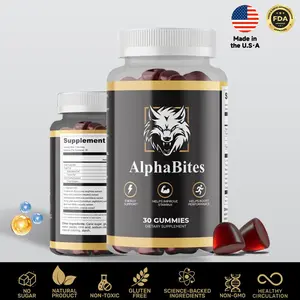 AlphaBites 7-in-1 Nitric Oxide Booster - Beet Root & L-Arginine Gummy for Blood Flow, Energy & Stamina Support | 100% Natural Supplement For Men Healthcare Dietary Fitness Edible