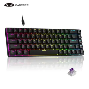 Magegee 60% Rapid Trigger Magnetic Switches, Amethyst Linear & RGB Backlit, Hot-Swappable 68 Keys, Compact Wired Design for Gamers, Mechanical Gaming Keyboard