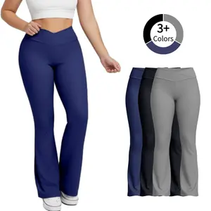 Breathable Flared Yoga Leggings for Women - High-Waisted Crossover Design with Tummy Control, Bootcut Activewear for Gym & Casual