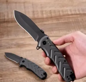 Trendy Black Carved Tactical Folding Knife