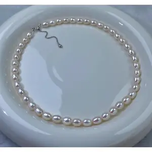 Freshwater Rice Pearls Necklace - Pearl white