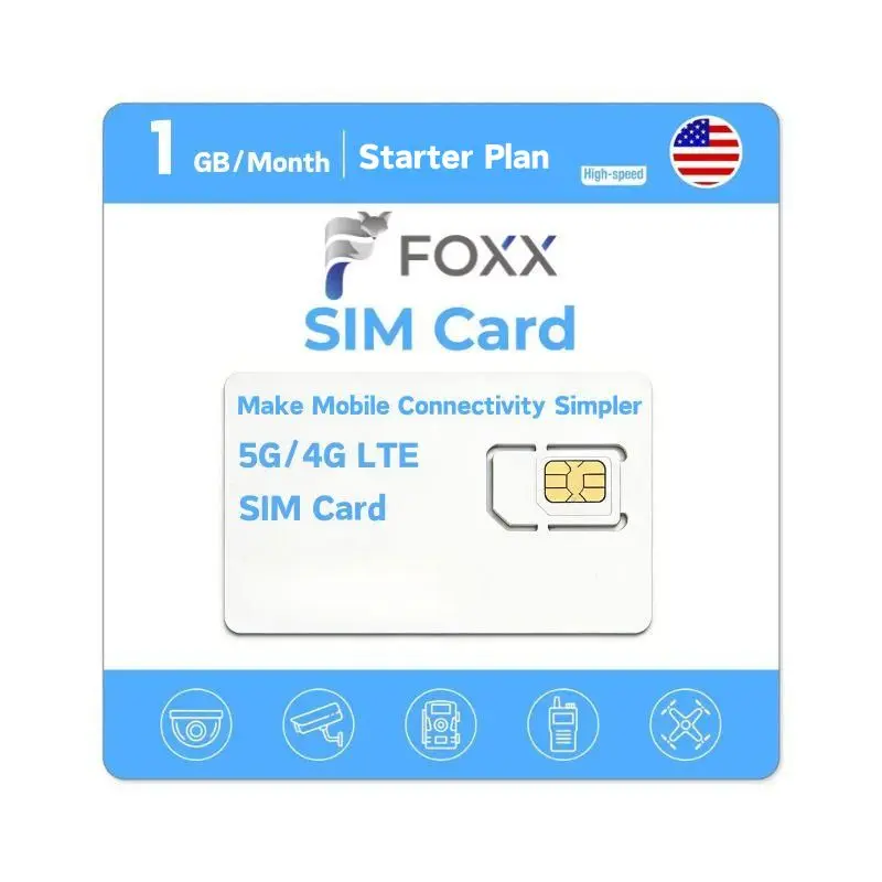 【SIM】FOXX Mobile 1-Month Prepaid SIM Card – 5G & 4G LTE, Triple Cut (Nano/Micro/Standard), High-Speed Data, Compatible with All Phones – Perfect for Travel, Business, Streaming, Remote Work & Daily Use – Practical Tech Gift, Cellphone, Cellular