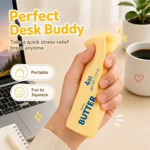 Squeezluck Salted Butter Taba Dumpling Squishy Mystery Toy, Soft Cream-Scented Silicone Stress Relief Squishies, Safe Fidgets Squishies, Bright Yellow Desk Decor, Fun Gift for Kids