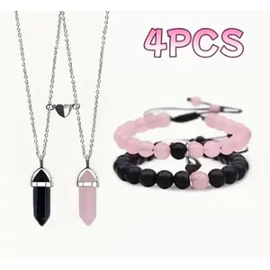 4PCS Magnetic Couple Matching Split Heart Necklace  Mutual Attraction Pendant Best Friends Friendship  Gift