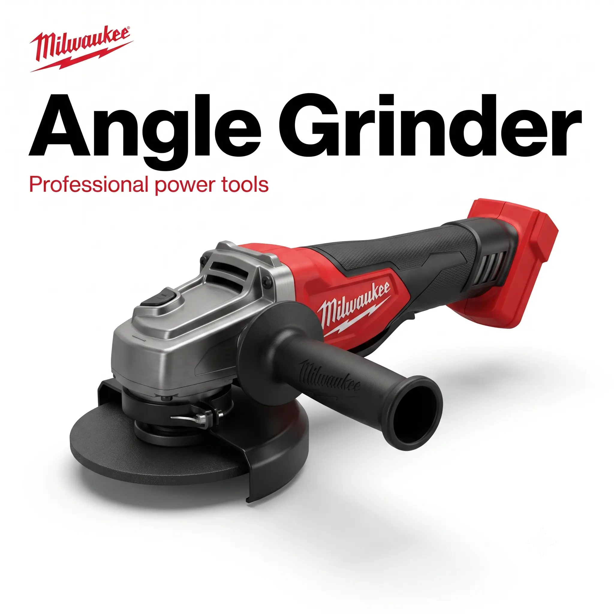 Milwaukee Cordless Angle Grinder Power Tool Kit with 125mm Grinding Disc, Guard, Side Grip, Adjustment Spanner – Ideal for Auto Body Derusting, Garage Hardware Deburring, Guard + Grip, Angle Grinding Machine, Power Tools Grinders Rechargeable Grinding Too