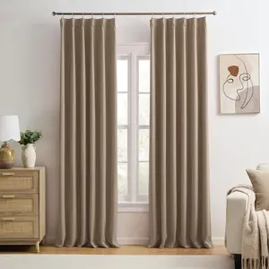 KEQIAOSUOCAI Pinch Pleated Blackout Curtains 102 Inch Long 2 Panels for Bedroom Living Room Thermal Insulated Black Out Window Curtain Pinched Pleat Drape with Hooks (W40 x L102 Inch, Cappuccino)