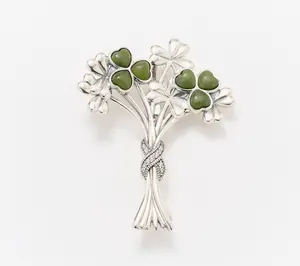 Connemara Marble Sterling Silver Shamrock Bouquet Brooch