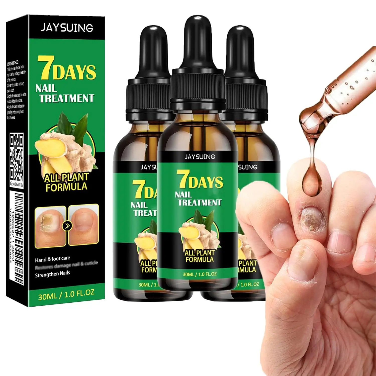 Toenail Fungus Treatment Extra Strength – Antifungal Nail Solution for Thick, Brittle & Discolored Nails – Undecylenic Acid & Ginger Extract, Fast-Acting Nail Repair, Vegan & Cruelty-Free