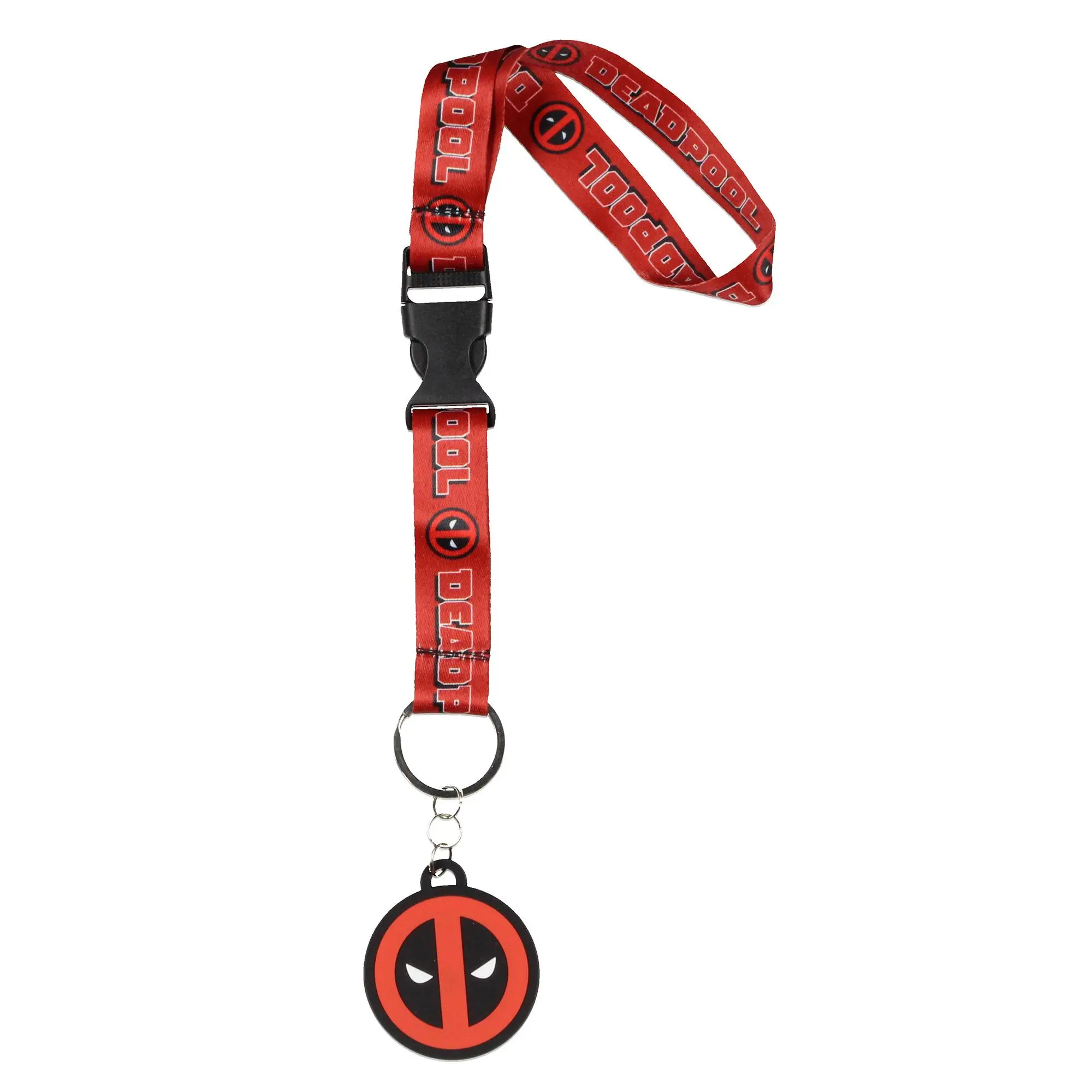 Marvel Deadpool Logo Wrist Strap Lanyard with 2in Rubber Keychain Hand Attachment, ID Badge Holder for Keys, Keychain Attachment