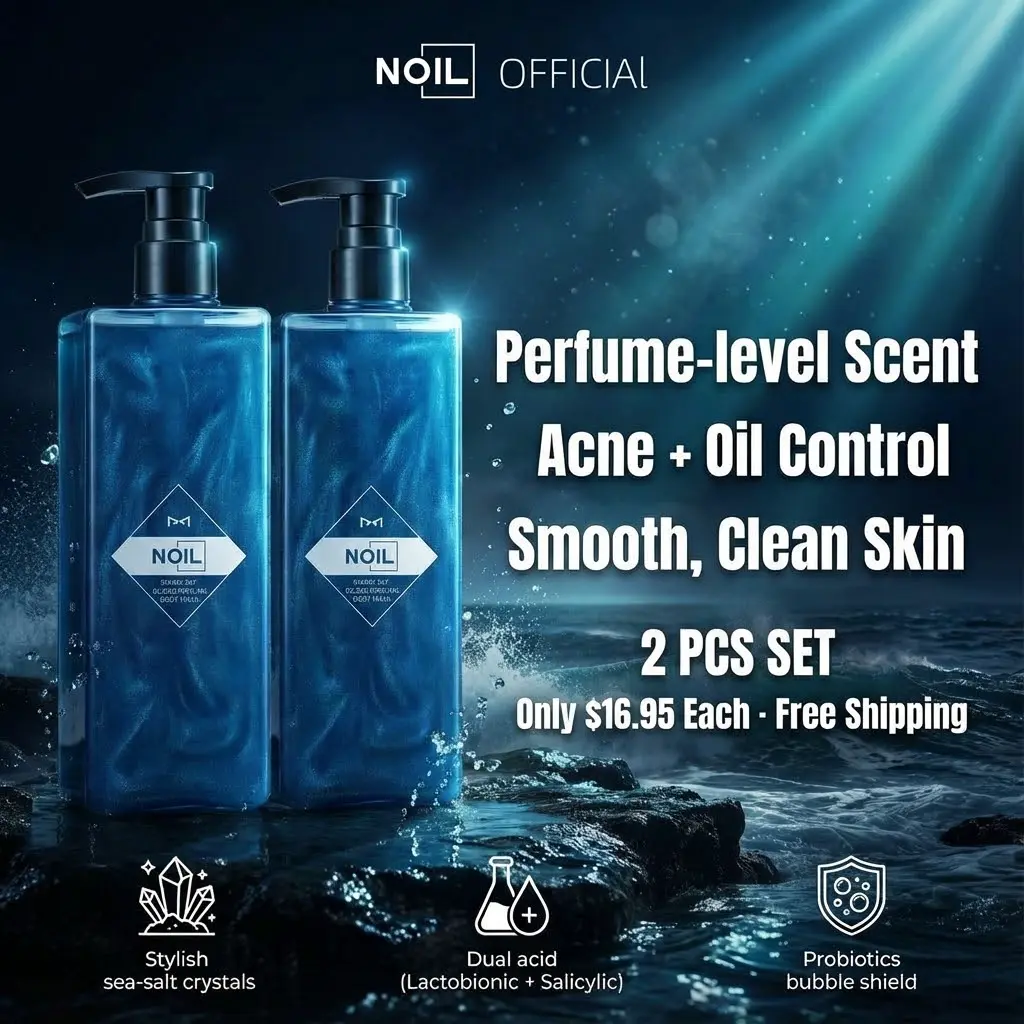 NOIL 2-Pack Perfume Shower Gel Brightening pH-Balanced Acne-Clearing Body Wash with Oceanic Woody Fragrance for Daily Use,travel essentials,sunscreen