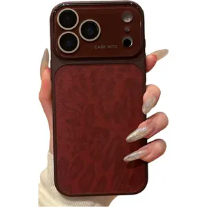 Phone Cases for iPhone 17 Pro 16 15 14 Pro Max Cheetah Leopard Print PU Leather Back,Full Camera Lens Dustproof Protector Cover,Matte Soft TPU Frame Military Grade Drop Protection Shockproof Cover case for iphone 17 Pro Max