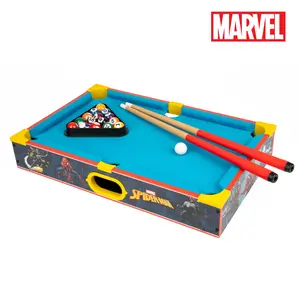 MARVEL Spider-Man Wooden Tabletop Pool Table - Officially Licensed Mini Billiards Set for Kids & Families - Compact & Portable
