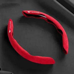 Suede Universal 38CM Car Steering Wheel Cover Booster Non-slip Cover For Ford Mustang Kuga C-Max S-Max MK3 Explorer Edge F-150 Accessories