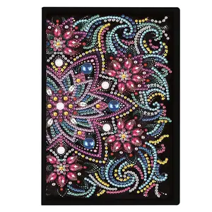 Flower Pattern DIY Diamond Art Painting Notebook, 5D DIY Special Shape Diamond Art Painting Notebook, Mosaic Crafts, DIY Diamond Painting Art Notebook Set