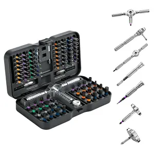 [fathersdaygift] 100-In-1 Magnetic Ratchet Screwdriver Set, Multi-Function DIY Tool Kit, Portable Precision Repair Tools for Furniture, Electronics, Bikes