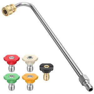 High Pressure Washer Accessories Kit - Pressure Washer Extension Rod with 5 Spray Nozzle Tips,1/4 Inch Quick Connect,for Gutter Roof Drainage Walls Cleaning