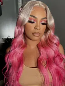 Ombre Body Wave Lace Front Wigs for Women, Natural Wave Synthetic Hair, Long Wave Design, Pre-Plucked & Glueless, Perfect for Parties & Daily Use, Synthetic Material Wigs