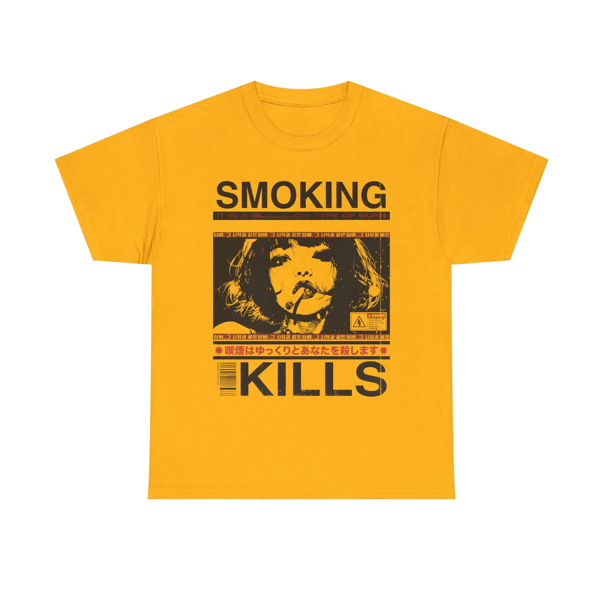 Smoking Kills Retro Manga Style Graphic T-Shirt, Cotton Tee