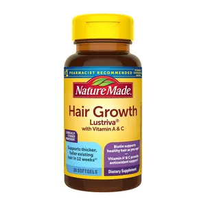 Nature Made Hair Growth Softgels, Clinically Studied Lustriva + Biotin, Vitamin C & A, Hair Growth Vitamins - Support Healthy Hair as You Age, 30 Softgels, 30 Day Supply