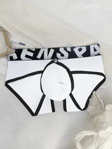 1Pc Men's Comfort Triangle Briefs, Removable Pouch, Back Opening, Cool Breathable Bamboo Fiber, Workout Underwear, For Sports & Fitness