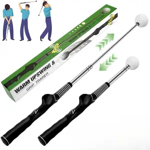 Retractable  Swing Trainer for Right-Handed Golfers, portable training aid with click sound feedback. Designed for indoor and outdoor practice, it effectively corrects swing posture and is perfect for  beginners. Blue Anti-Slip Golf Club Grip Set