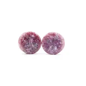Lepidolite Plugs, Mottled Violet Genuine Gemstone Double Flare Gauges, High-Polish Body Piercing Jewelry Pair, Sizes 2g 6mm - 1in 25mm