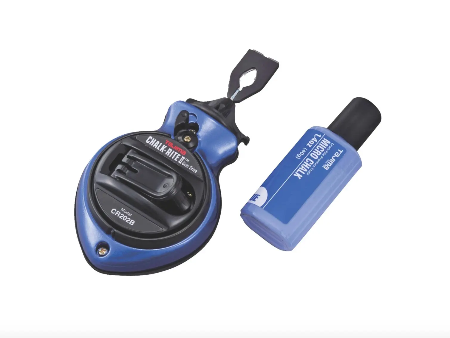 Tajima CR202B-P Chalk Rite II Measuring Instrument - Contractor-Grade, Ultra-Thin Blue Chalk Line Tool for Office Stationery & Writing Supplies