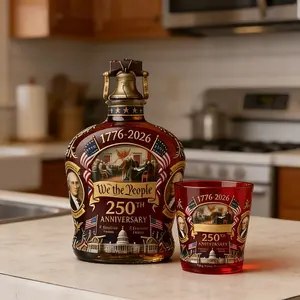 Patriotic Whiskey Set, Perfect 250th Anniversary Gift, We the People Design, Includes Decanter & Glasses, Ideal for Celebrations, Whiskey Decanter Sets