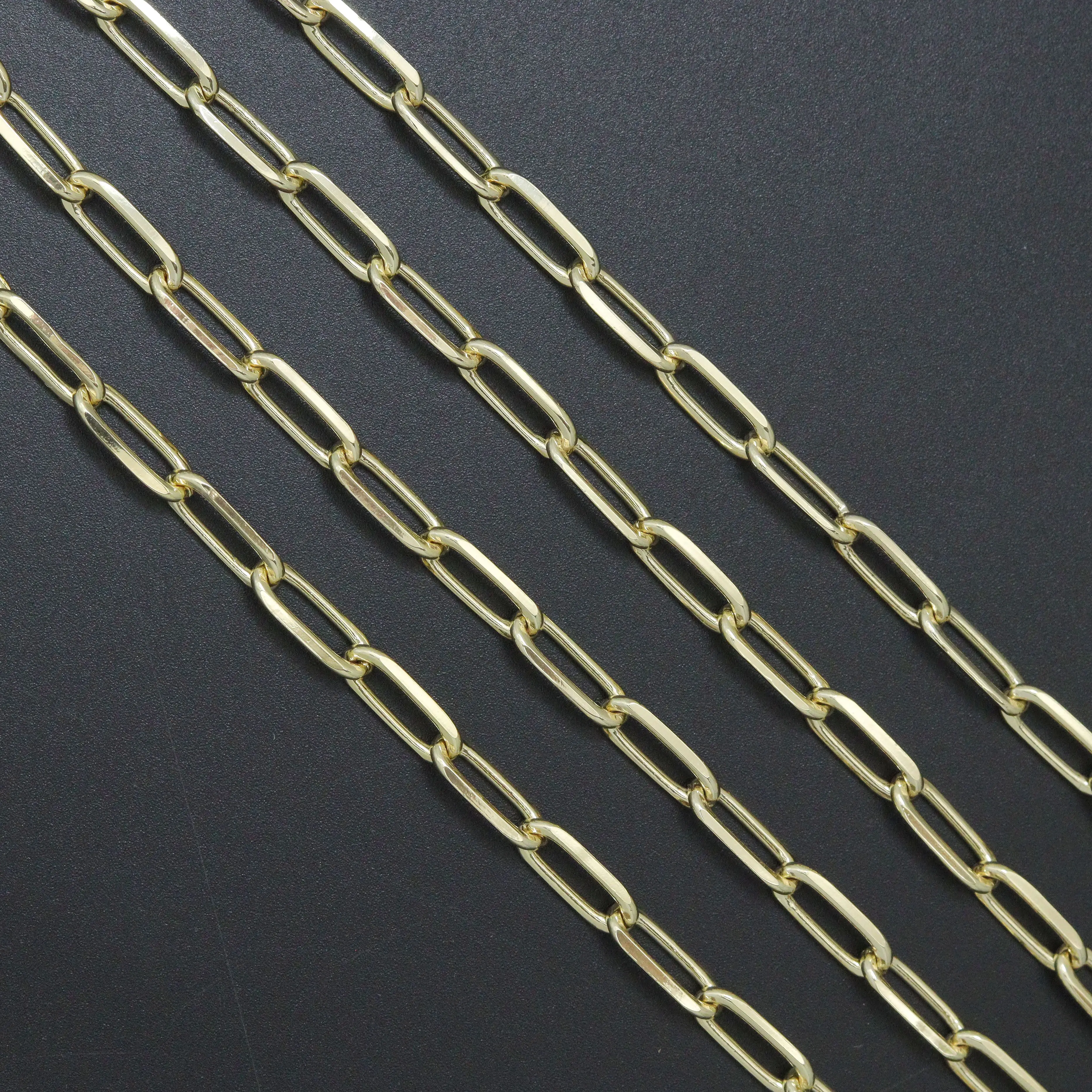 18K Gold Color Thick Long Link Paperclip Chain by Yard, sku#LX999