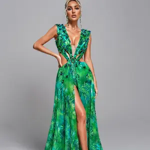 BellaBarnett Yoland Printed Embellished Maxi Dress