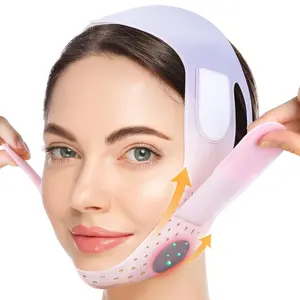 JUSRON V-Line Mask Chin up Mask Face Strap, Soft Silicone Chin Strap V Shaped Face Mask, Jaw Exerciser 23-27 Inches (Pink) JUSRON